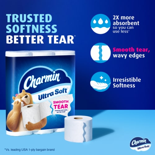 Charmin Ultra Soft 2-Ply Toilet Paper, 6 Mega Rolls, 208 Sheets per Roll - package details